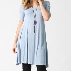 Ash Blue Slub Sidetail Tunic- Plus 1x